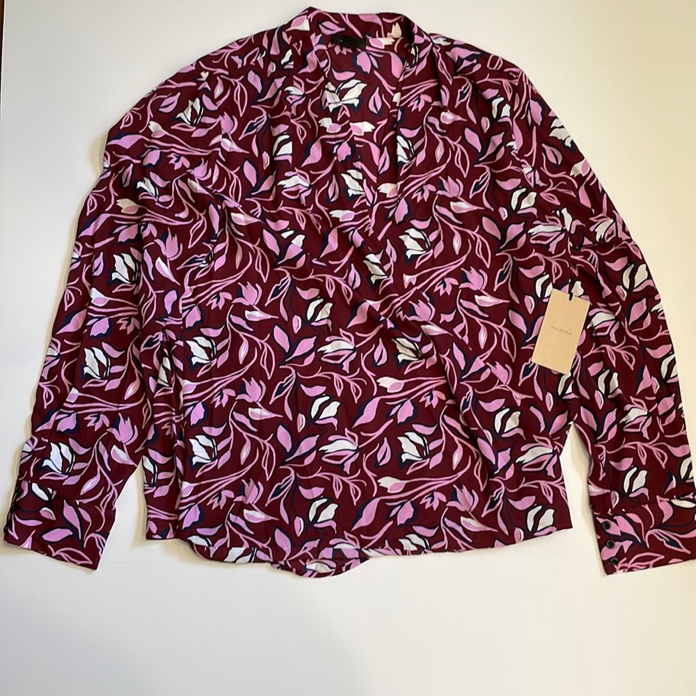 NWT Halogen v-neck faux-wrap blouse
